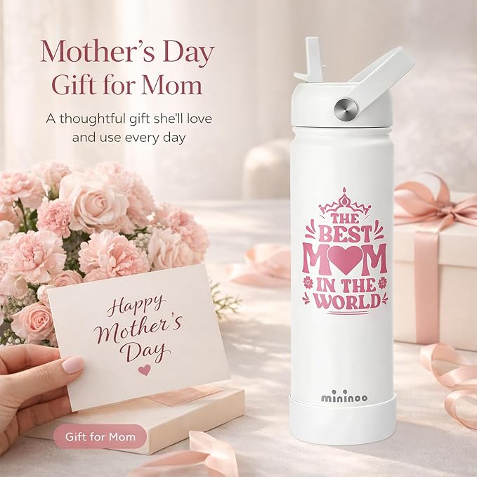 mininoo Mothers Day Gifts for Mom, 24 oz Insulated Stainless Steel Water Bottle - Image 3