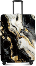 ANNA QUEEN Black White Gold Marble Luggage Cover- Stretchable, Water Resistant by ANNAQUEEN