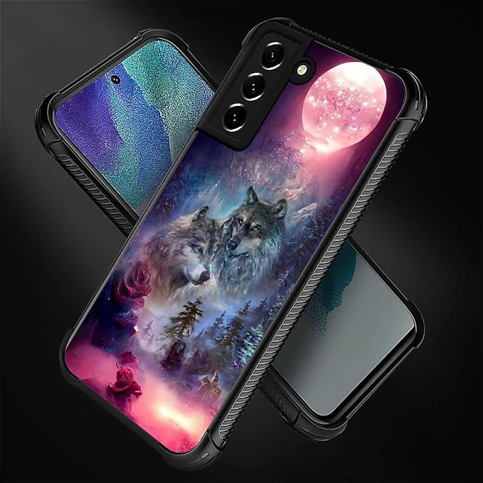 for Samsung Galaxy S22 Plus Case, Star Two Wolfs Howling Pattern Graphic Design - Image 5