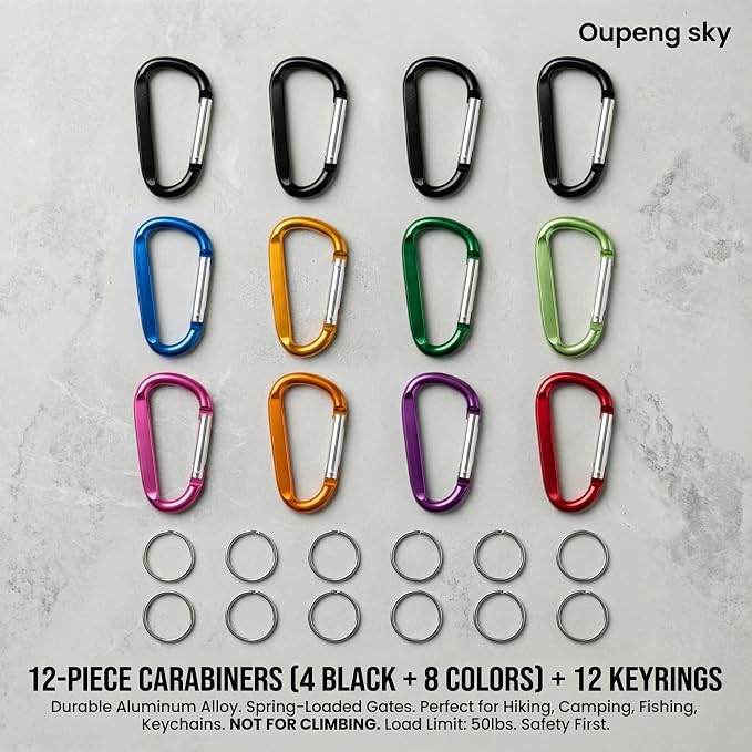 12PCS Carabiner Keychain Clip - Image 2
