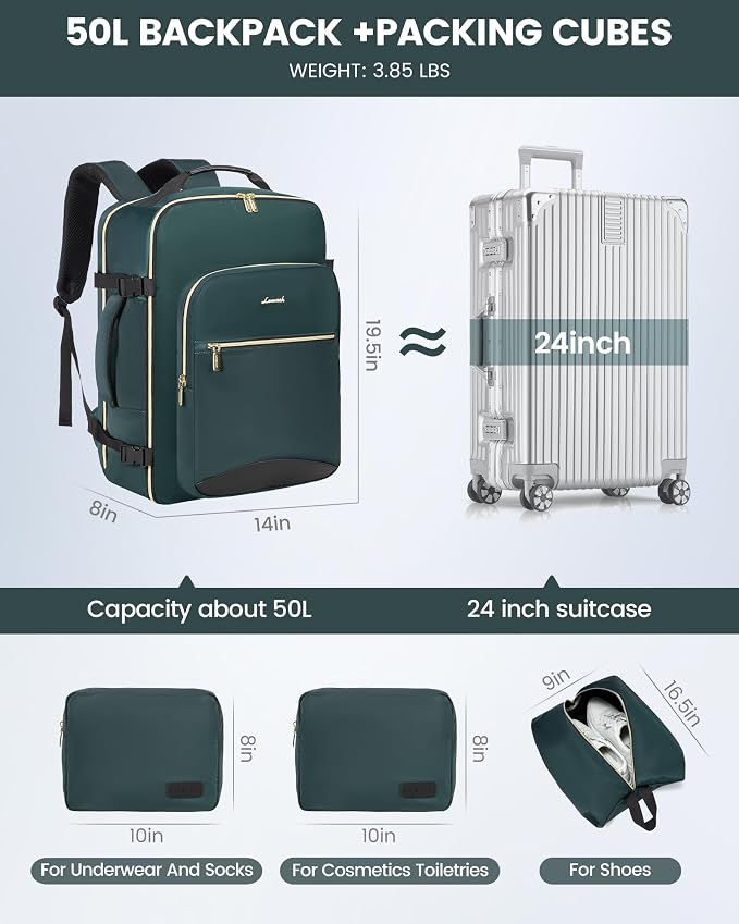 LOVEVOOK Travel Backpack for Women & Men 50L, Airline Approved Carry On - Image 5