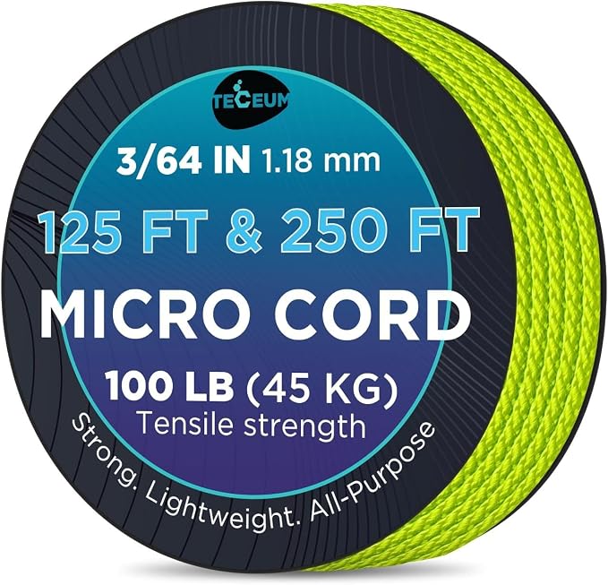 TECEUM Micro Paracord – 1.18 mm X 125 ft – Micro Utility Cord – Thin Braided by TECEUM