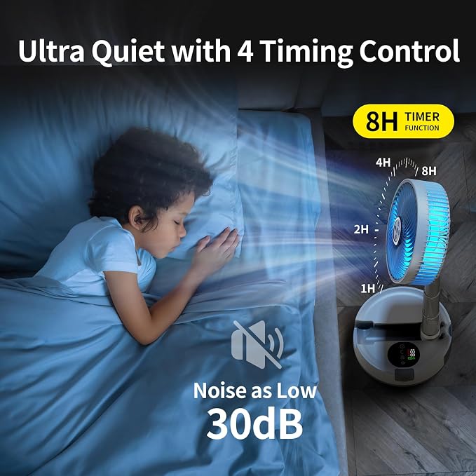 Socool 20000mAh 8" Portable Fan Battery Operated Fans, Oscillating Charging Fan - Image 6