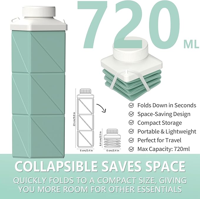 BEAUTAIL Collapsible Water Bottles 24.3oz, Foldable Travel Water Bottle - Image 2