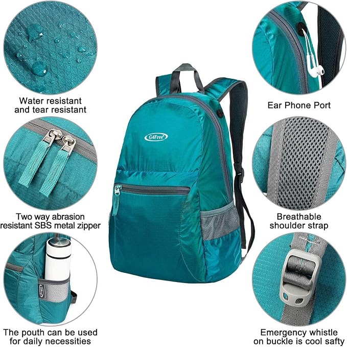 G4Free 20L Lightweight Packable Backpack Travel Hiking Daypack Foldable Backpack - Image 5