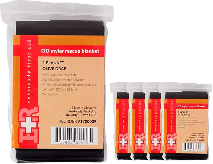 Ever Ready First Aid Mylar Rescue Blanket, Large Olive Thermal Sheet by EverReadyFirstAid