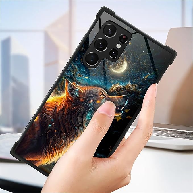 for Samsung Galaxy S22 Ultra Case, Star Cave Hungry Wolf Pattern Graphic Design - Image 7