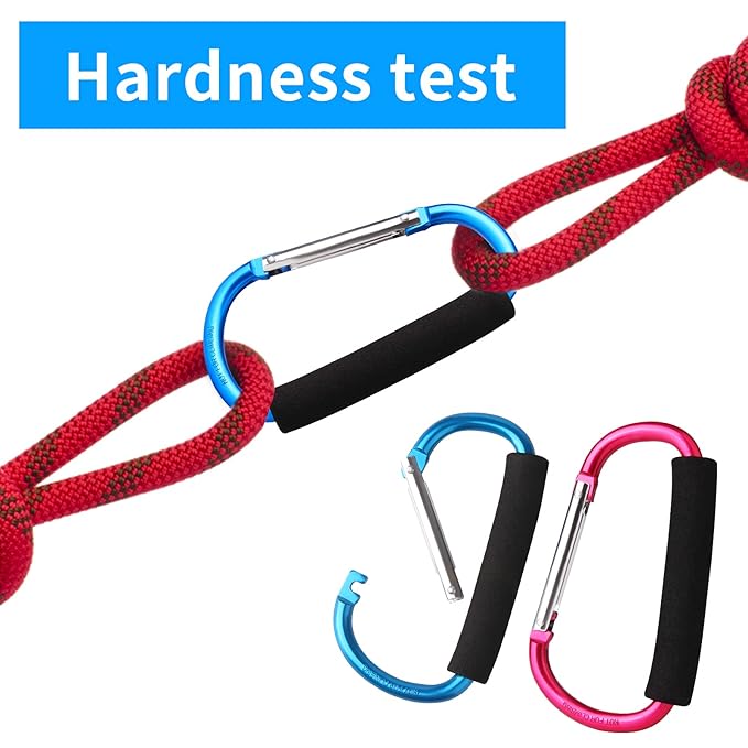 4 Pack Large Carabiner 5.5" D Style Click and Carry Bag Carrier Stroller Hooks - Image 6