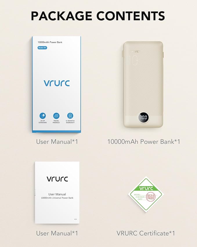 Portable Charger Built-in Cables and AC Wall Plug, USB C Power Bank 10000mAh - Image 8