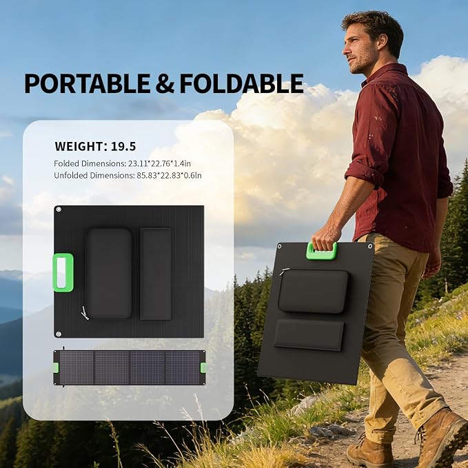 200W Portable Solar Panel for Power Station, Foldable Solar Charger w/ 4 - Image 8