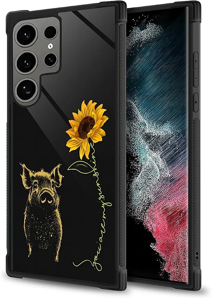 for Samsung Galaxy S24 Ultra Case, Pig Sunflower Yellow Sunshine Pattern - Image 2