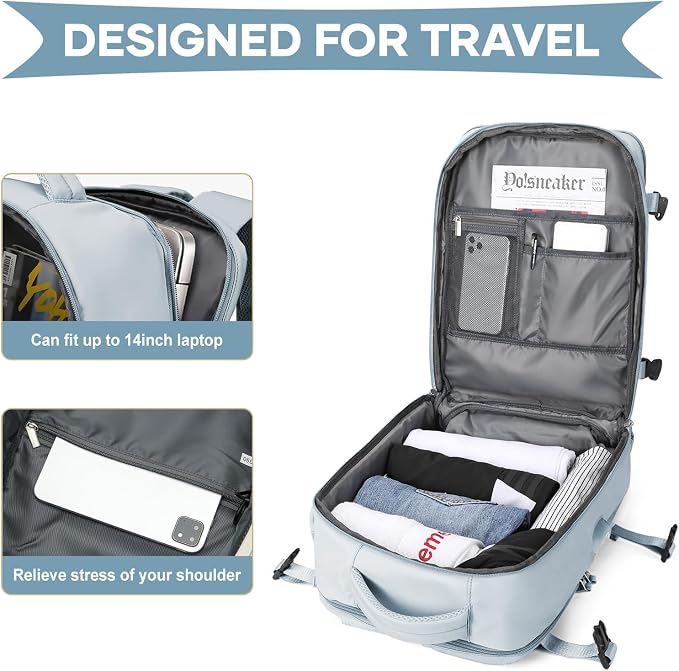 WONHOX Large Travel Backpack Carry on Flight Approved Laptop Work Business - Image 6