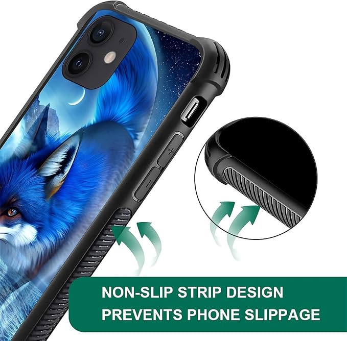 for iPhone 12/12 Pro Case, Snowy Mountain Fox Lake Pattern Graphic Design Girl - Image 5