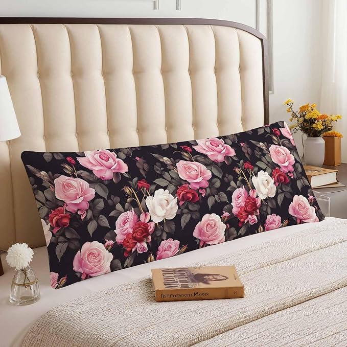 Outdoor Pillows Body Pillow Cover Rose Lumbar Body Pillow Case Protector - Image 3