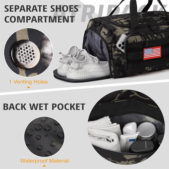 Tactical Gym Bag for Men, 40L Large Capacity Duffle Bags - Image 7