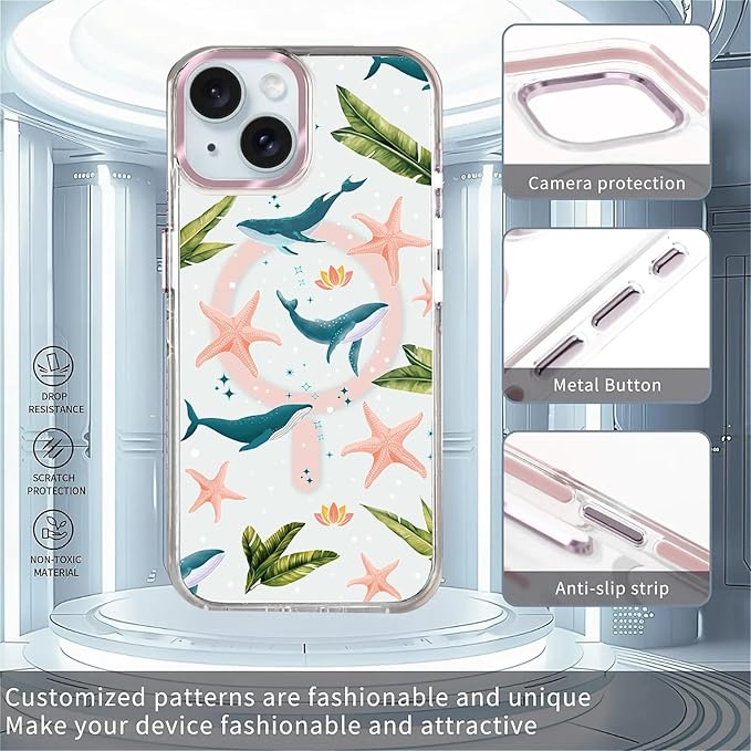 Case for iPhone 14 Plus/15 Plus, Sealife Whale Ocean Wildlife Clear Phone Case - Image 2