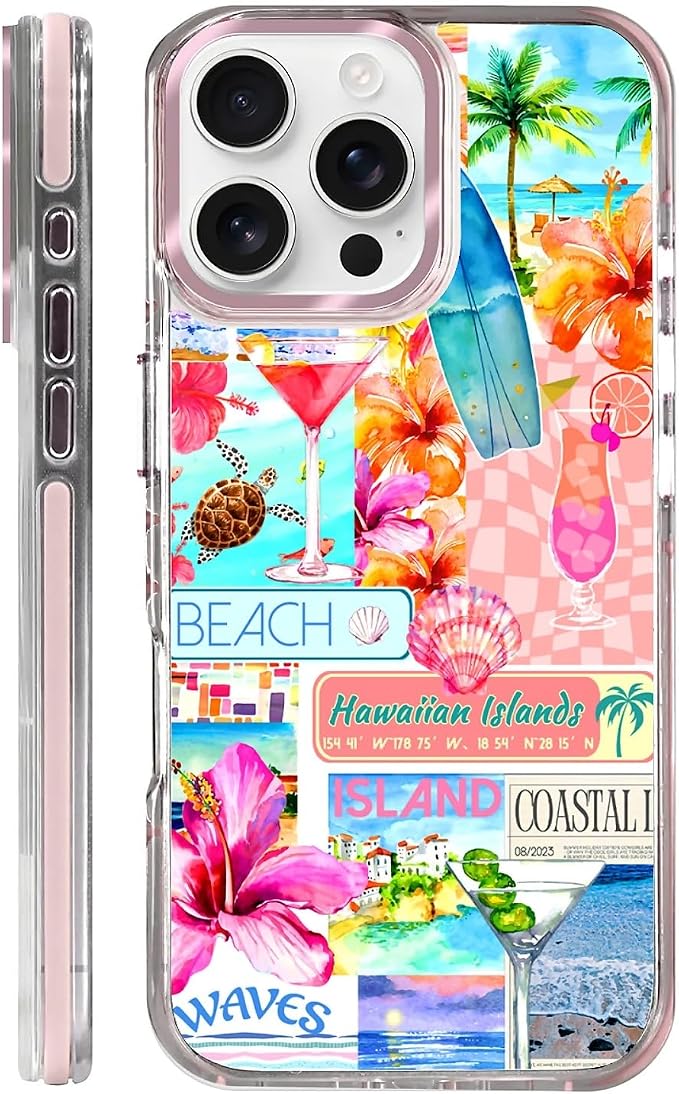 Case for iPhone 16 Pro Max, Coastal Beach Cover Coquette Collage Phone Case by Toulas