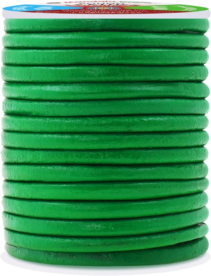 Mandala Crafts Round Genuine Green Leather Cord - Image 2