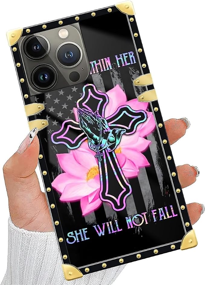 Compatible with iPhone 14 Pro Case, Praying Cross Hands Luxury Golden Decoration - Image 6