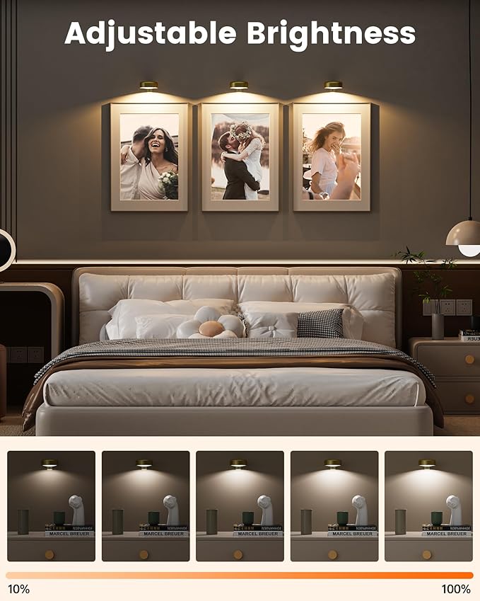 Picture Lights for Wall, Wireless 2000mAh Rechargeable Magnetic LED Puck Lights - Image 6