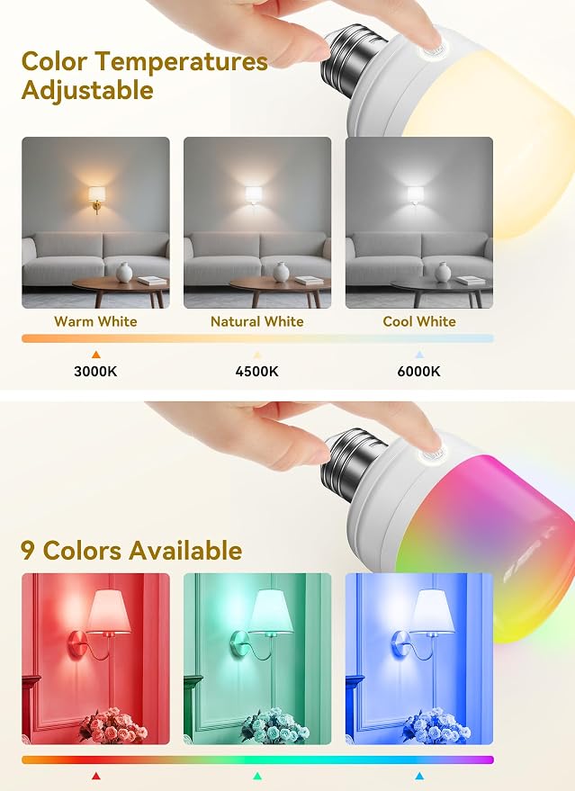 Minetom E26 Rechargeable Light Bulbs - Image 4