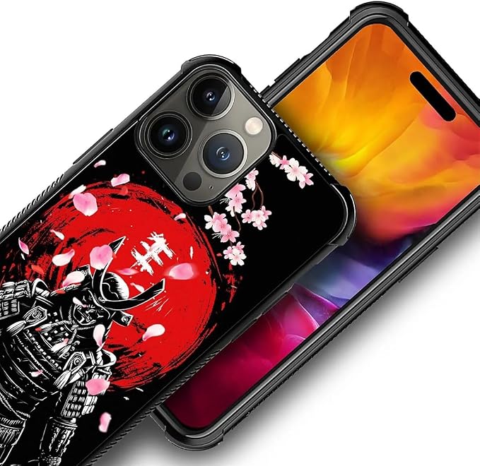 for iPhone 15 Pro Max Case, Sakura Japanese Samurai Pattern Graphic Design Girl - Image 4