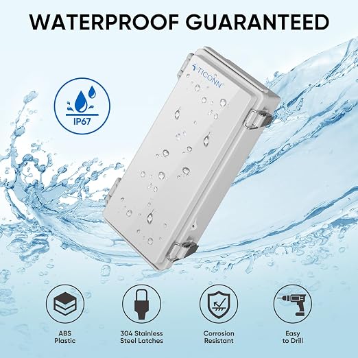 TICONN Outdoor Electrical Box Waterproof, Junction Box IP67 ABS Plastic - Image 2