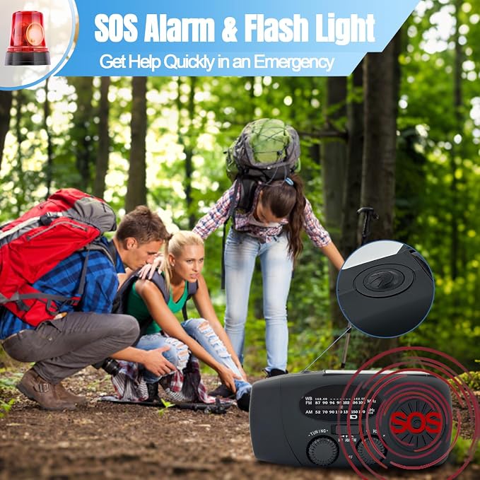 Emergency Hand Crank Weather Radio, AM/FM NOAA Portable Solar Radio - Image 6