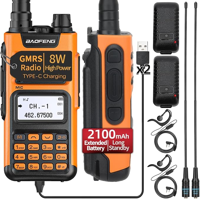 BAOFENG GMRS Handheld Radio GM-15 Pro 8W Rechargeable Long Range Walkie Talkies by Unknown