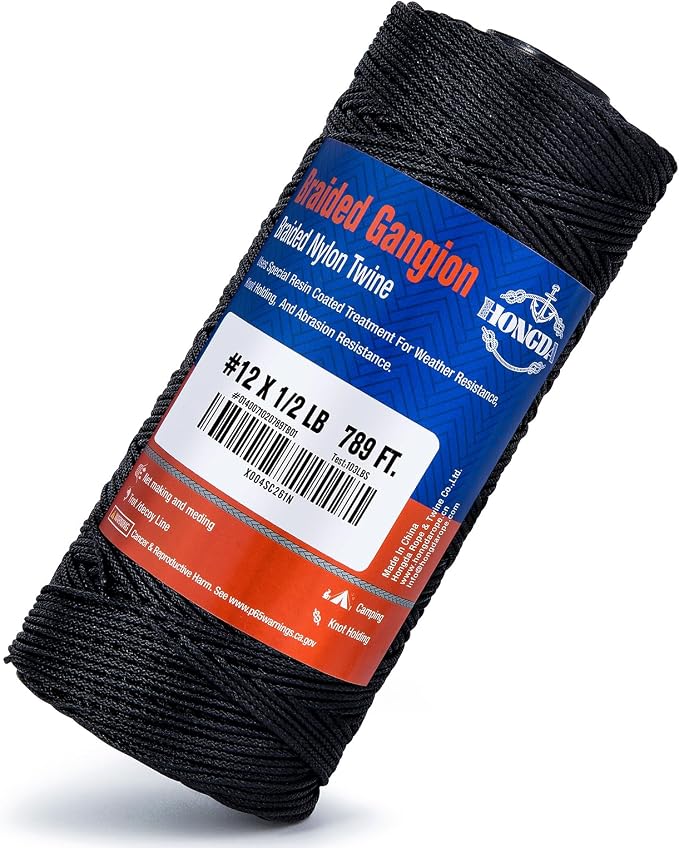 HONGDA Braided Tarred Bank Line Braided Nylon Twine, 789 Feet #12 Bank Line - Image 7