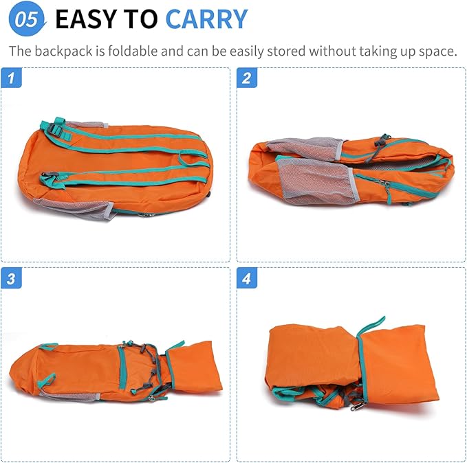 Hiking Daypack Packable, Camping Backpack Water Resistant Lightweight Polyester - Image 6