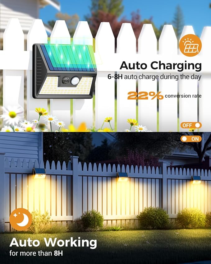 Vighep 12 Pack Solar Fence Lights, Motion Sensor Deck & Wall Lights - Image 3