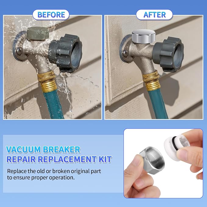 Boltigen 2 Sets Outdoor Faucet Repair Kit, Brass Chromed Vacuum Breaker Outside - Image 5
