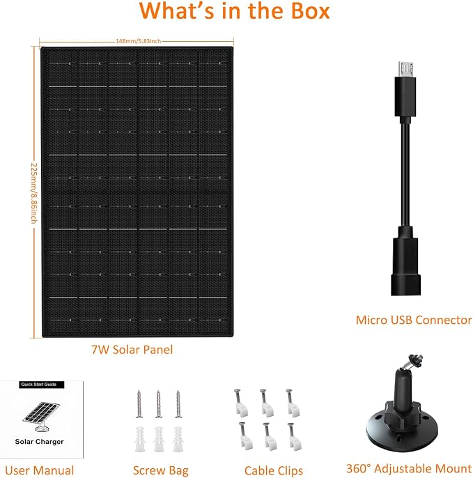 Zivif Solar Panel for Security Camera, 7W Solar Charger - Image 7