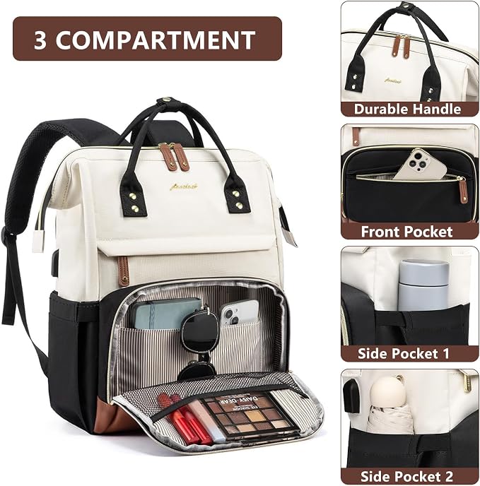 Focdod Laptop Backpack for Women, 17 Inch Work Business Backpacks Purse - Image 3