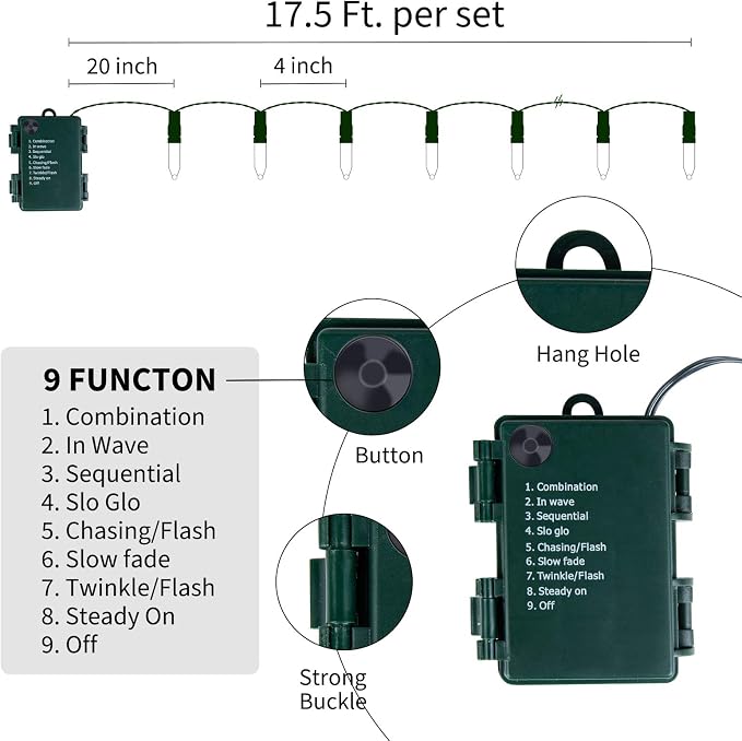 Brightown Battery Operated Christmas Lights 2 Pack 18 Feet 50 LED Clear Mini - Image 4