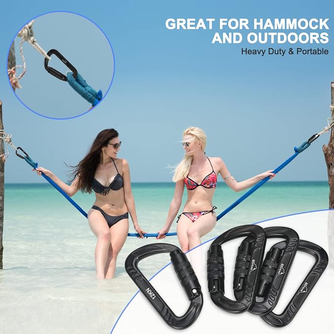BEIFENG Heavy Duty Lightweight Locking Carabiner Clips D Ring - Image 5