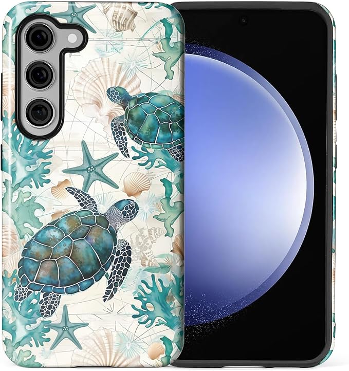 for Samsung Galaxy S23 Plus Case, HL2 Ocean Sea Turtle Nautical Map Hybrid 2 by Unknown
