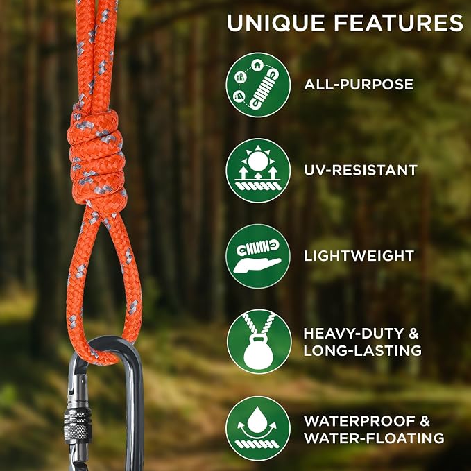TECEUM Rope – 90 Feet x 3/8 Inch – Orange Gray – Strong All-Purpose Utility - Image 4