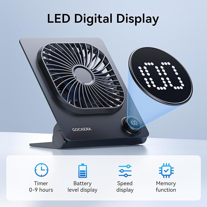 Desk Fan, 6.61''Ultra-thin 5000mAh Battery Powered Fan - Image 5