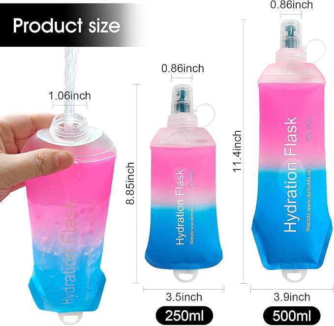 WILDREEDS 500ml Soft Flask, TPU Collapsible Soft Water Bottle - Image 5
