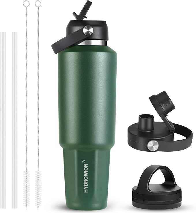 HYDROWION 40 oz Insulated Water Bottle, Car Water Bottle Holder by HYDROWION