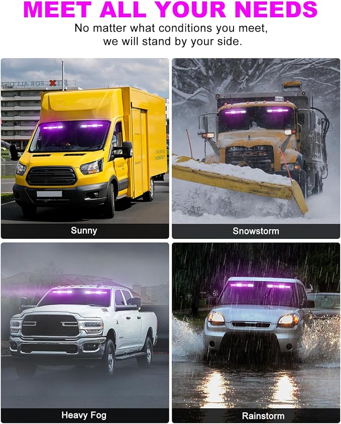 HLauto 6Z4J Emergency Dash Strobe Lights: 2x16.8 inch Purple White Safety Lights - Image 6
