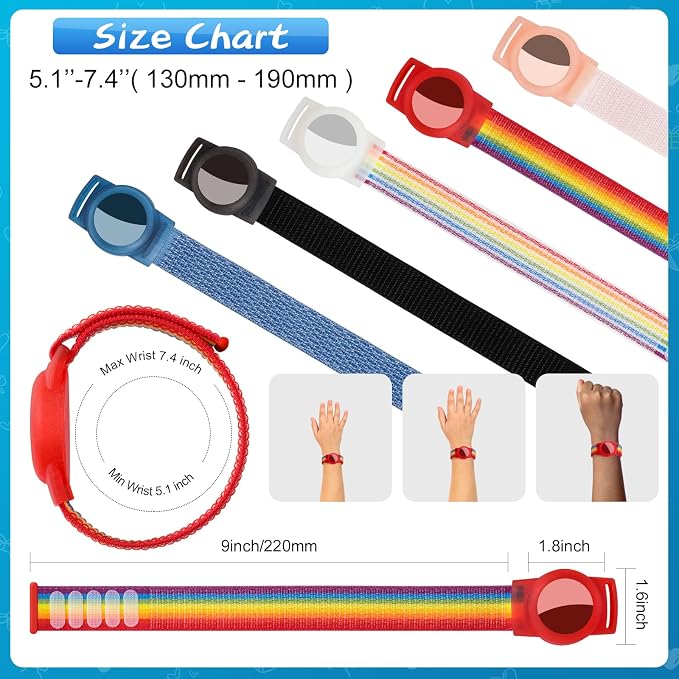 Waterproof Bracelet for Airtag Kids 2 Pack, Soft Nylon Hidden Air Tag Wristband - Image 6