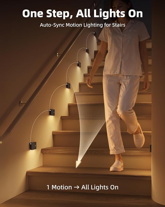 EZVALO 3 Pack Motion Sensor Night Lights, Sync LED Stair Lights Indoor - Image 2
