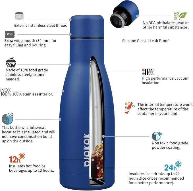 BJPKPK 12oz Water Bottles Stainless Steel Double Wall Vacuum Insulated Small - Image 3