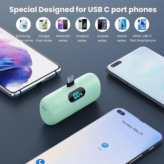 Mini Portable Charger 5000mAh Power Bank, 3A PD USB C Cell Phone Portable Power - Image 2