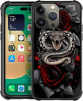 for iPhone 12 Pro Max Case, Entwined Rose Snake Pattern Graphic Design Girl Boy by FKBRCL4U