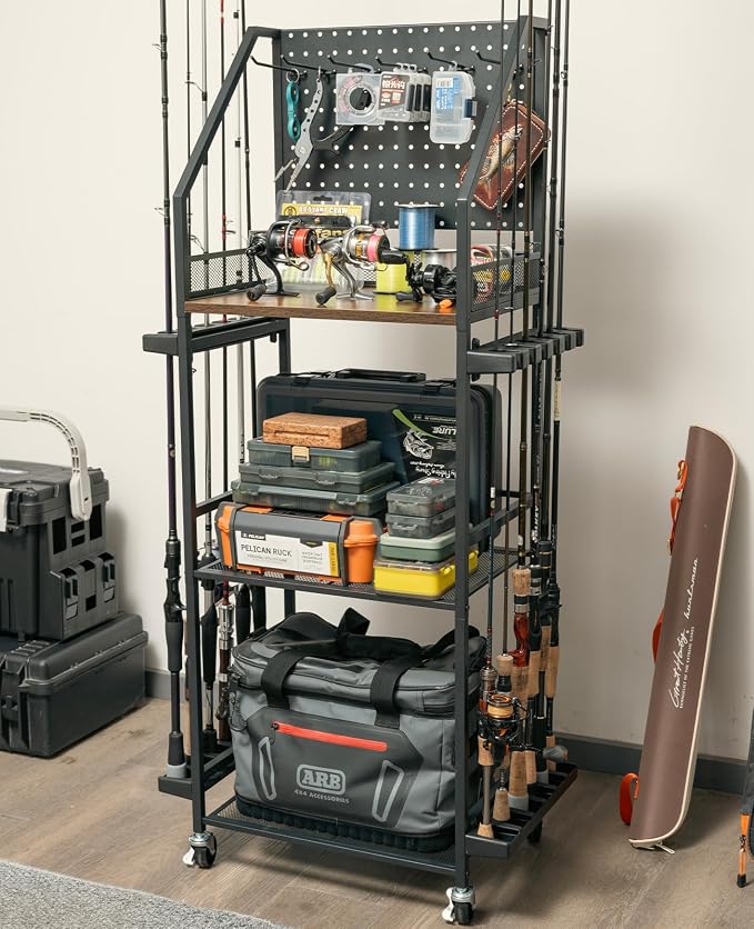 SOYEEZE Fishing Rod Holders for Garage, Fishing Pole Holders Up to 12 Rods - Image 7