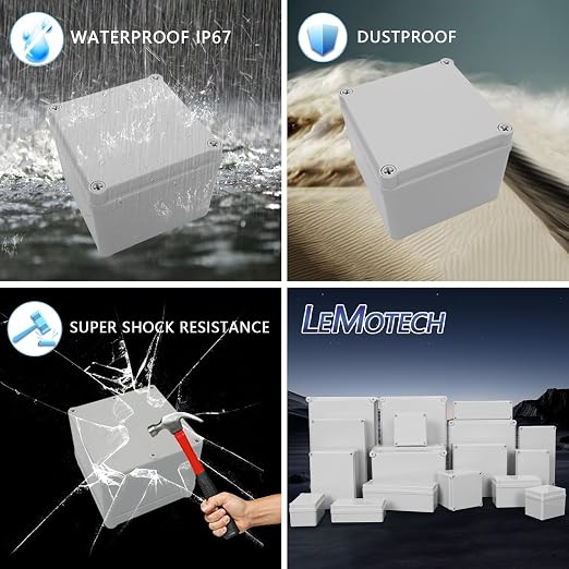 LeMotech Junction Box IP67 Waterproof Dustproof ABS Plastic Project Box - Image 8